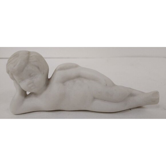 Angel Figurine- Laying on Side- Ceramic Bisque- Flawed white - Picture 1 of 8